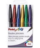 Pochette De 6 Feutres Pinceaux Sign Pen Funny - PENTEL