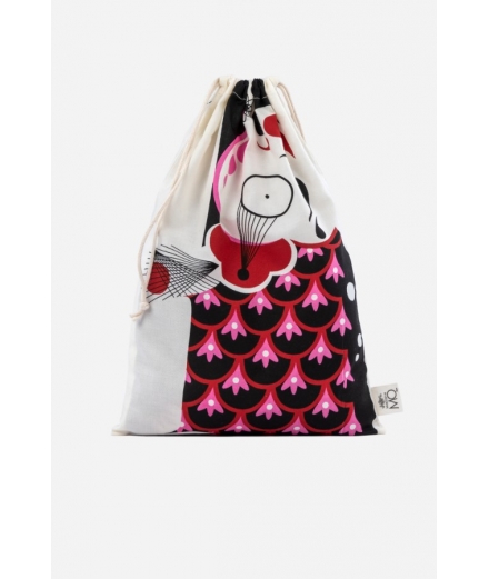 Sac Pochon Recyclé Koinobori Noir 100% Coton Bio - MADAME MO