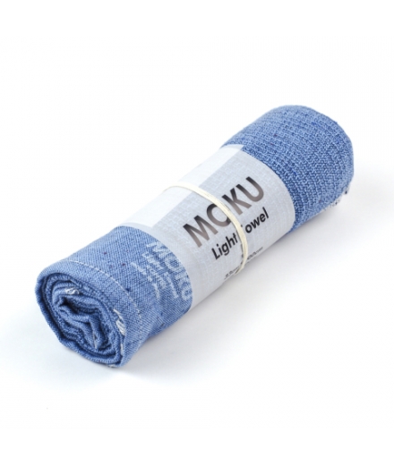 Serviette Japonaise Légère 100% Coton Bleu M 33x100cm - MOKU
