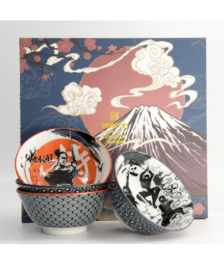 Coffret Cadeau 4 Bols 550ml Samurai Ninja - TOKYO DESIGN