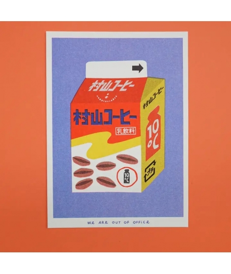 Affiche A5 Risographie Café au Lait - WE ARE OUT OF OFFICE
