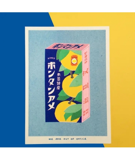 Affiche A5 Risographie Bonbons Japonais - WE ARE OUT OF OFFICE