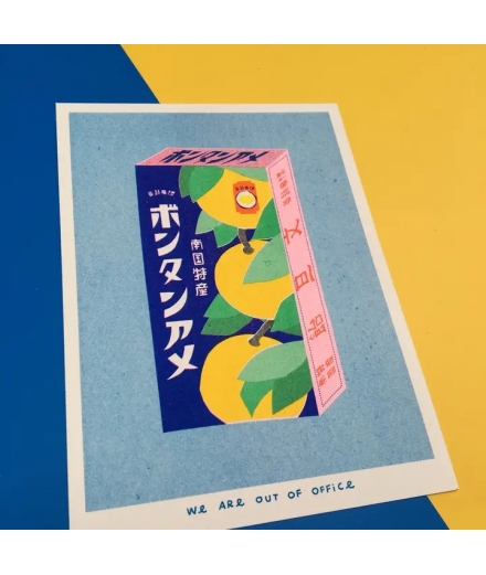 Affiche A5 Risographie Bonbons Japonais - WE ARE OUT OF OFFICE