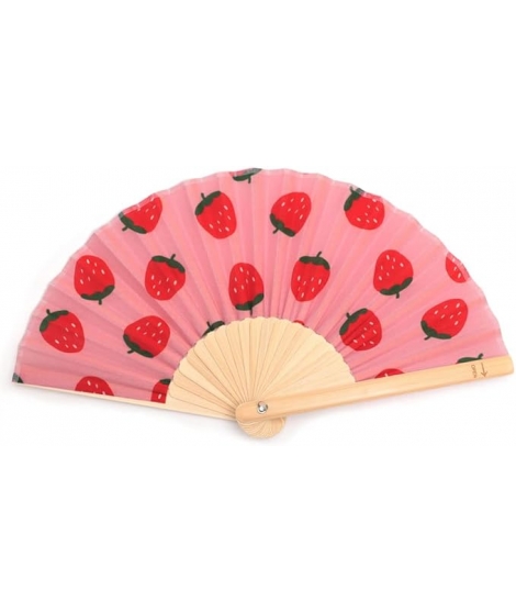 Eventail Japonais Fraise Avec Strap / NISHIKAWA