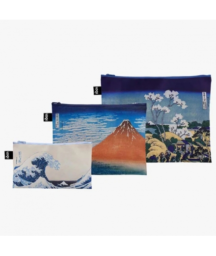 Set 3 Pochettes Zippées Recyclées Hokusai - LOQI