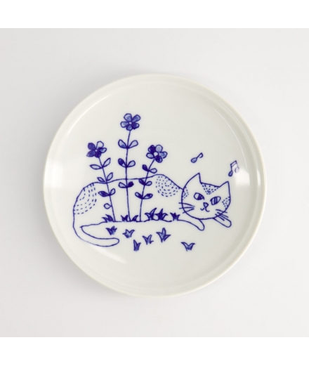 Petite Assiette Japonaise Neko Maruke Bleue / TOKYO DESIGN