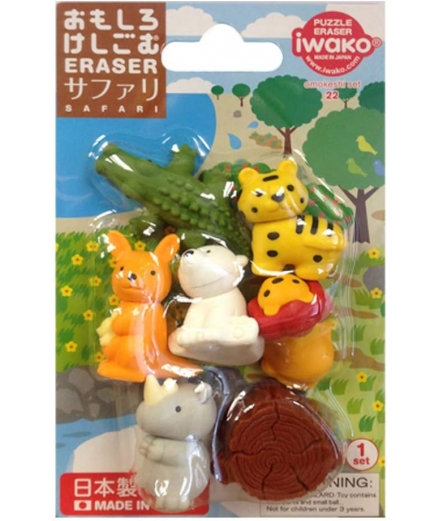 Set de Gommes Japonaises Animaux Safari - IWAKO