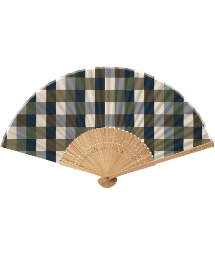 Éventail Japonais Avec Étui Block Check - WPC