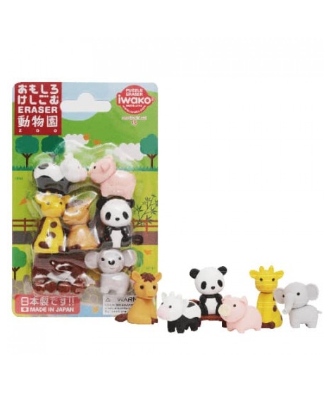 Set de Gommes Japonaises Animaux Safari - IWAKO