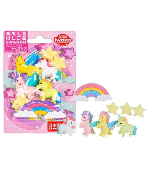 Set De Gommes Japonaises Licornes - IWAKO