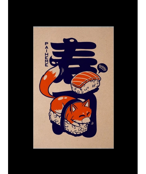 Carte Postale Sushi Fox - PAIHEME STUDIO