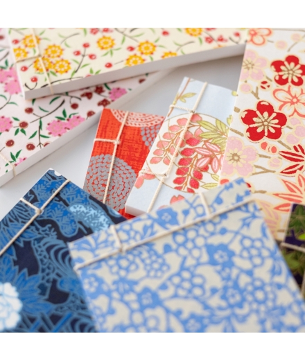 Mini Bloc Notes Yuzen Washi Momiji Bleu - SHOGADO