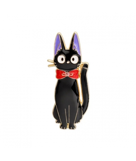 Broche Chat Jiki Noeud Rouge - STUDIO GHIBLI